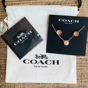 COACH Tea Rose Necklace and Stud Earrings Set
